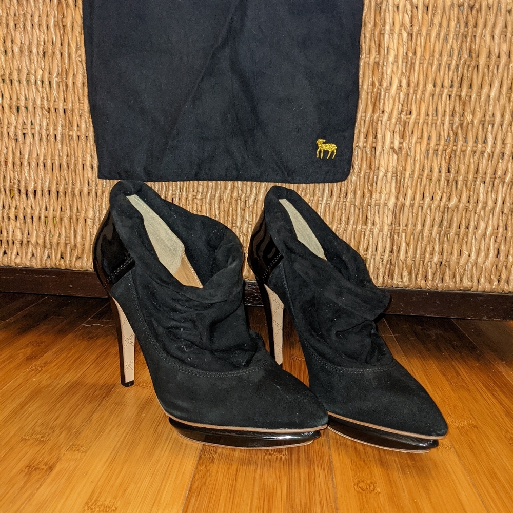 L.A.M.B. ✨ Glamorous Suede Black Booties